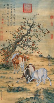  caballos Pintura - Lang brillando grandes caballos tradicional China